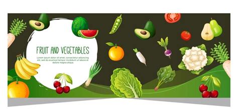 Premium Vector Fruit And Vegetable Horizontal Banner Banner Template