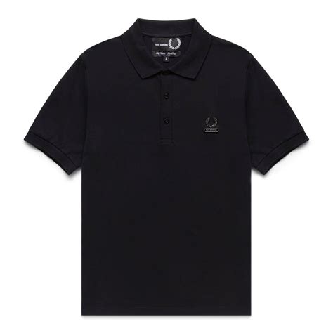 X Raf Simons Enamel Pin Polo Shirt Black Bodega