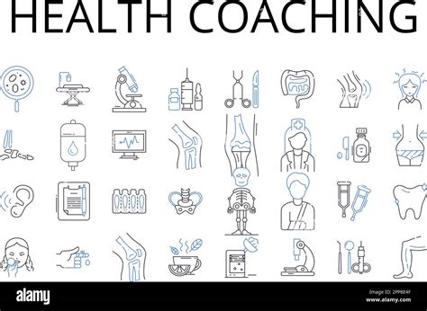 Health Coaching Line Icons Collection Wellness Coaching Personal