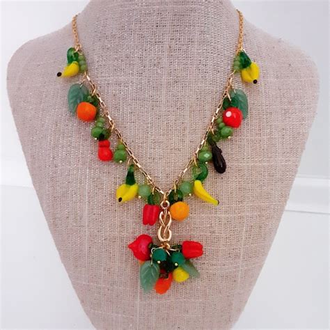 Necklace With Glass Fruits Etsy