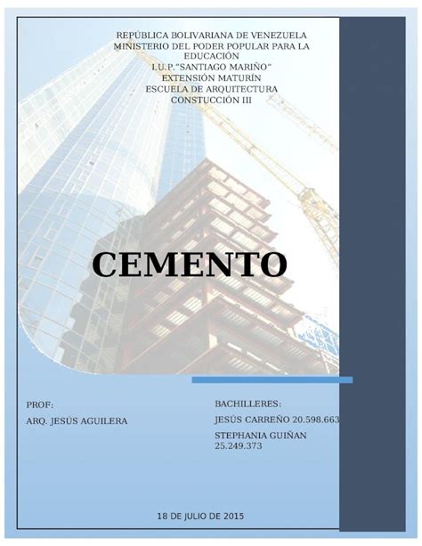 DOCX Trabajo Sobre El Cemento Construccion III DOKUMEN TIPS