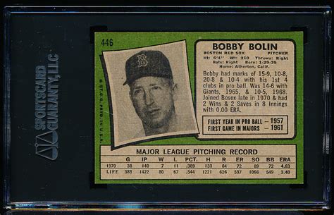 Lot Detail Topps Bb Bobby Bolin Red Sox Sgc Nm