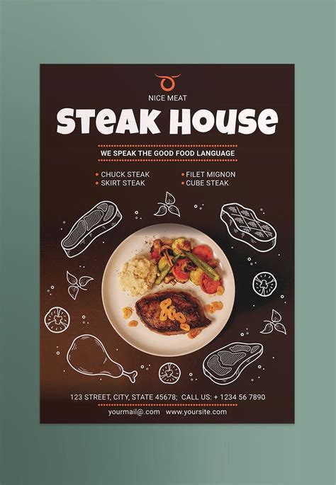 Steak House Poster Template Ai Eps Indd Psd Us Medium And Eu A2a