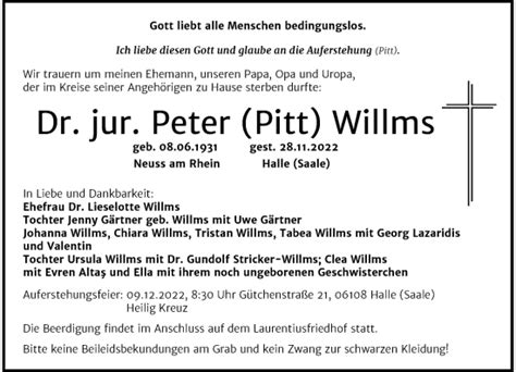 Alle Traueranzeigen für Peter Willms trauer rp online de