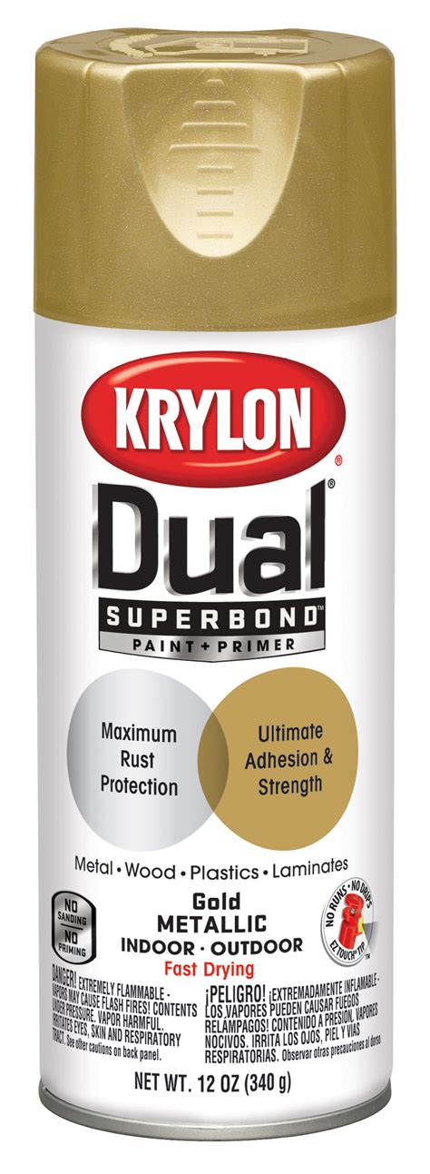 Krylon Dual Superbond Paint Primer Spray Paint Metallic Finish Gold