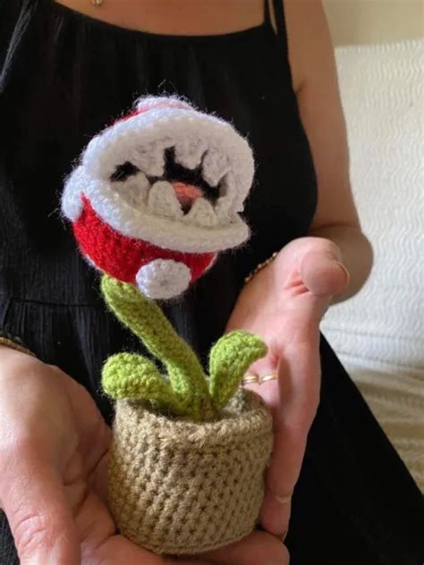 Plante Carnivore Mario Bross Peluche Fait Main Au Crochet Cm