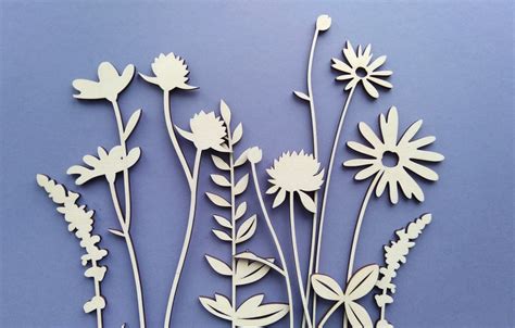 Wildblumen Svg Laser Cut Datei Laser Cut Blume Holzstrau Etsy