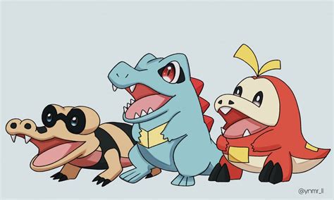 Fuecoco Totodile And Sandile Pokemon Drawn By Ynmrll Danbooru