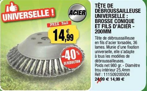 Promo T Te De D Brouissailleuse Universelle Brosse Conique Et Fils D