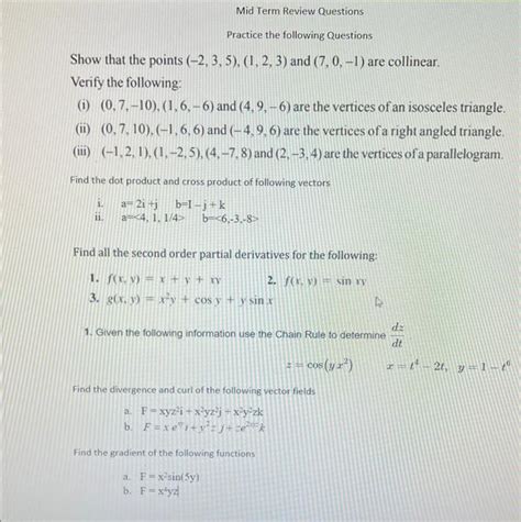 Solved Mid Term Review Questions Practice The Following Chegg