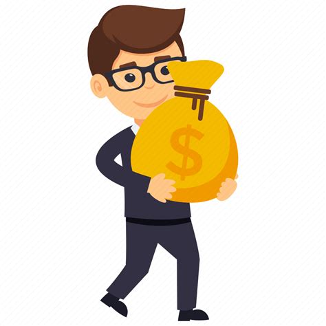 Business profit, businessman holding money bag, investor, rich ...