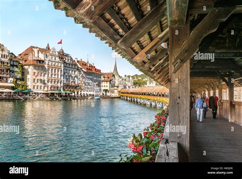 View From The Kapellbruecke At The Lucerne Old Town Switzerland