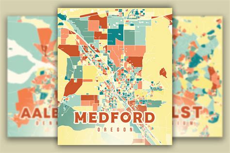 Medford Oregon Colorful Map Graphic by Poster Boutique · Creative Fabrica