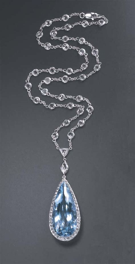 AN AQUAMARINE AND DIAMOND PENDANT NECKLACE Christie S