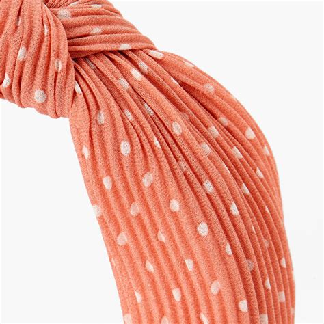 Polka Dot Pleated Knotted Headband Blush Pink Claires