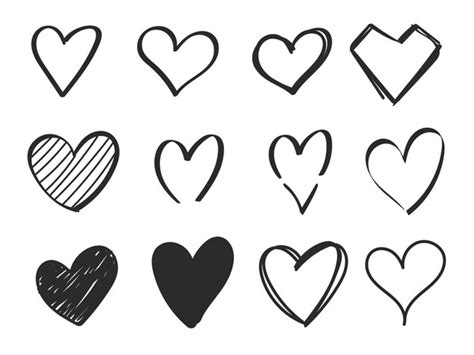 Premium Vector Set Of Hearts Hand Drawn Doodle Vector