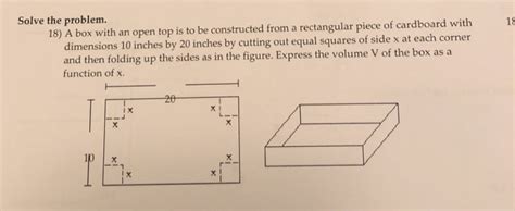 Solved Solve The Problem A Box With An Open Top Is Chegg