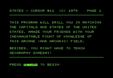 Screenshot Of States Commodore PET CBM 1979 MobyGames