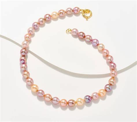 Honora Cultured Pearl Necklace W Bold Spring Ring K Pltd Qvc