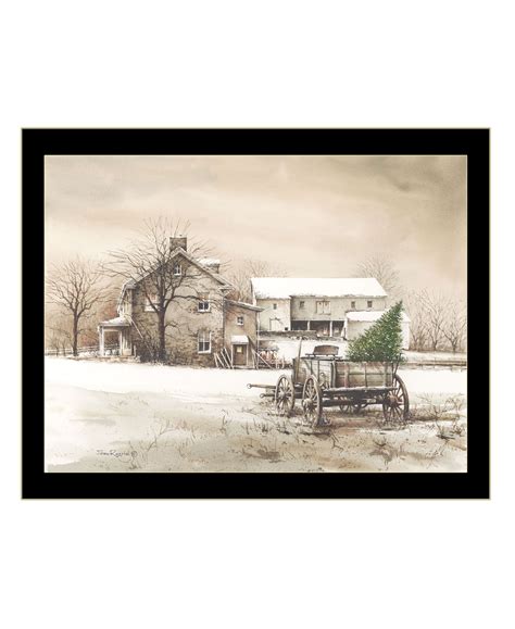 Bringing Home The Tree 3 Black Framed Print Wall Art