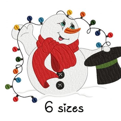 Snowman Embroidery Design Snowman Christmas Light Machine Etsy