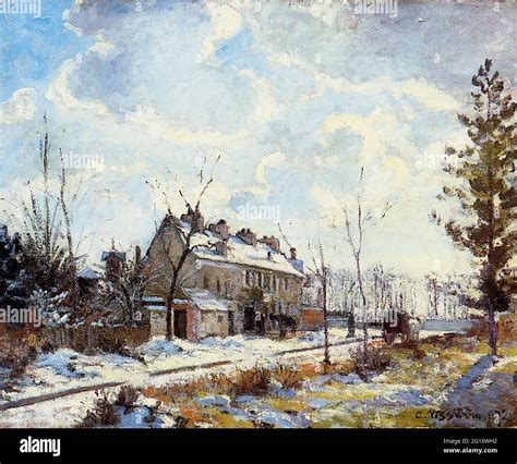 Camille Pissarro Louveciennes Road Snow Effect Stock Photo Alamy