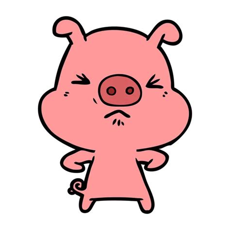 Vector Illustration Angry Cartoon Pig Stock Vector By ©lineartestpilot