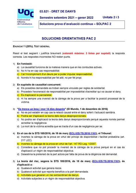 SOLUCIÓ PAC 2 DRET DE DANYS UNIVERSITAT OBERTA DE CATALUNYA 03521