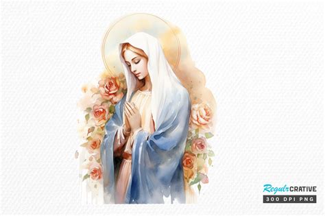 Watercolor Virgin Mary Clipart Png Graphic By Regulrcrative · Creative