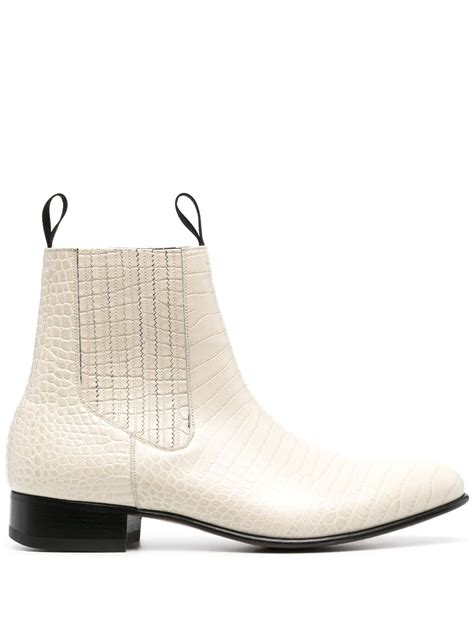 Tom Ford Alligator Embossed Leather Boots In Nude ModeSens