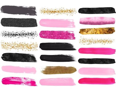 Hot Pink Gold Brush Strokes Clip Art Gold Brush Strokes Etsy Pink And Gold Brush Strokes