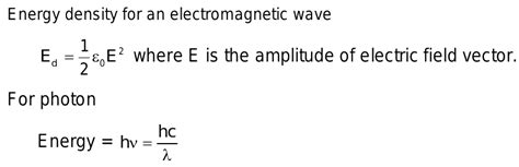 Express Relationship Between Energy Carried By Light Wave And