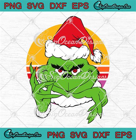 Grinch Santa Hat Vintage Christmas Svg Grinch Christmas Season Svg Png Eps Dxf Pdf Cricut File