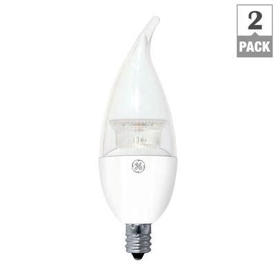 GE 40W Equivalent Soft White CA11 Clear Bent Tip Candelabra Base