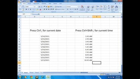 Shortcut Key To Insert Date And Time In Ms Excel Youtube