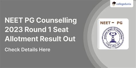 Neet Pg Counselling 2023 Round 1 Final Seat Allotment Result Out Mcc