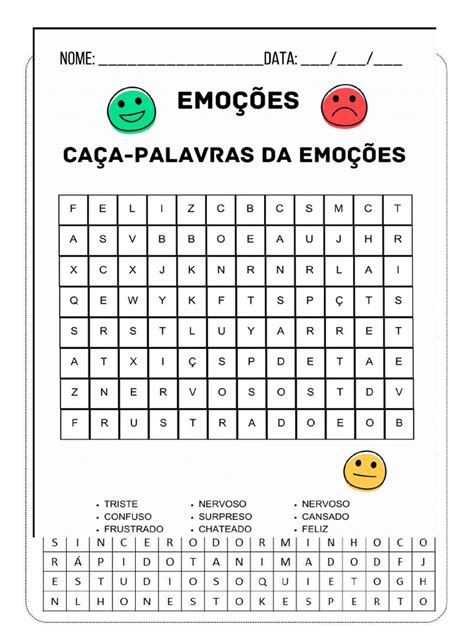 Caça Palavra Das Emoções - caca palavras infantil emoções | PDF