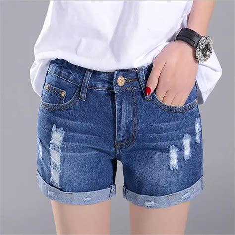 Moda Mini Shorts Sexy Rasgado Jeans Curto Feminino 2017 Verão Azul