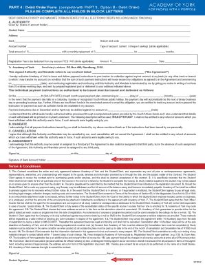 Fillable Online Aoy Co Part Debit Order Form Complete With Part