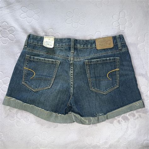 Vintage American Eagle Dark Wash Jean Shorts Depop