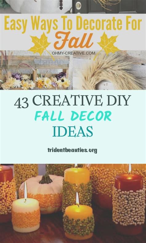 Fall Decor With Candles And Pumpkins On The Table Text Overlay Reads