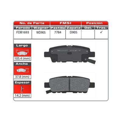 Balatas Traseras Ceramica Wagner Wd Infiniti Fx