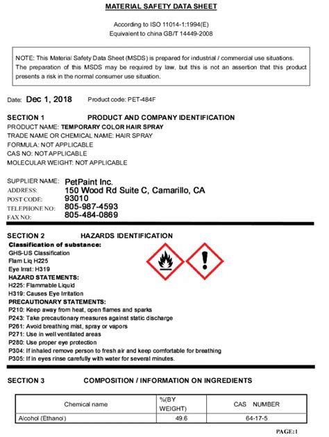 Fillable Online Whmis 1988 Material Safety Data Sheets Msdss Fax