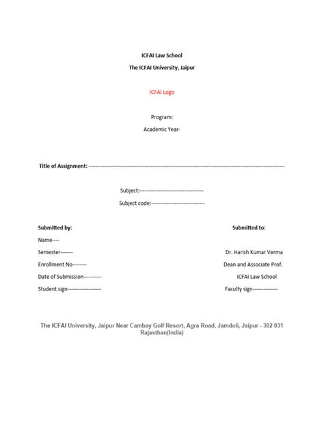 Cover Page Format | PDF