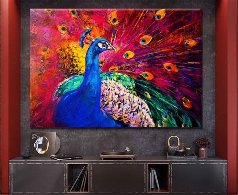 Painting peacock Abstract peacock art Peacock oil painting | Etsy