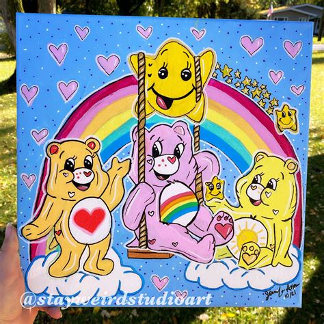 Care Bears on a Swing Painting