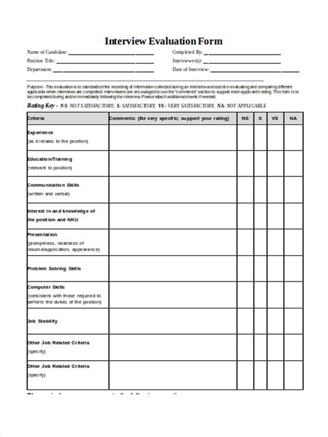 Interview Evaluation Form