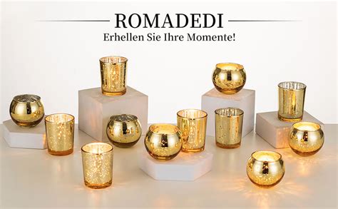 Amazon De Romadedi Kerzenst Nder Gold Teelichthalter Tischdeko Er