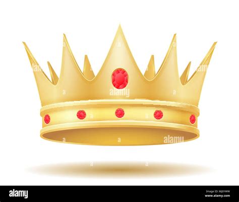 King Royal Golden Crown Vector Illustration Isolated On White