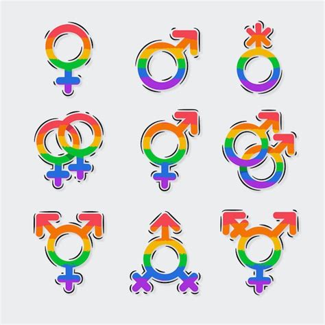 Colección Plana De Símbolos Del Mes Del Orgullo Lgbt Vector Gratis